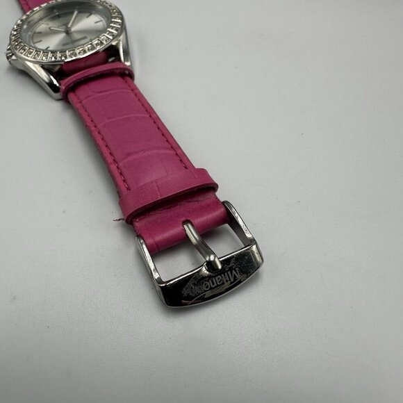 3/$30 Manhattan by Croton Watch Women Silver Tone Pink Leather Band New Battery - Picture 5 of 13